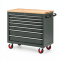Servante d atelier 77 x 46 x 97 cm en acier vert avec plan de travail en bois 7 tiroirs mobile