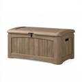 Coffre de rangement extérieur 120 x 56 x 63 cm en résine taupe avec couvercle à loquet