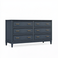 Commode 160 x 45 x 90 cm en bois bleu nuit à 6 tiroirs style classique
