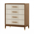Commode 80 x 45 x 110 cm en bois marron et crème à 4 tiroirs style contemporain