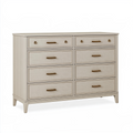 Commode 140 x 45 x 90 cm en bois blanc cassé avec 8 tiroirs style classique