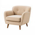 Fauteuil 82 x 83 x 88 cm en tissu beige avec pieds en bois style rétro