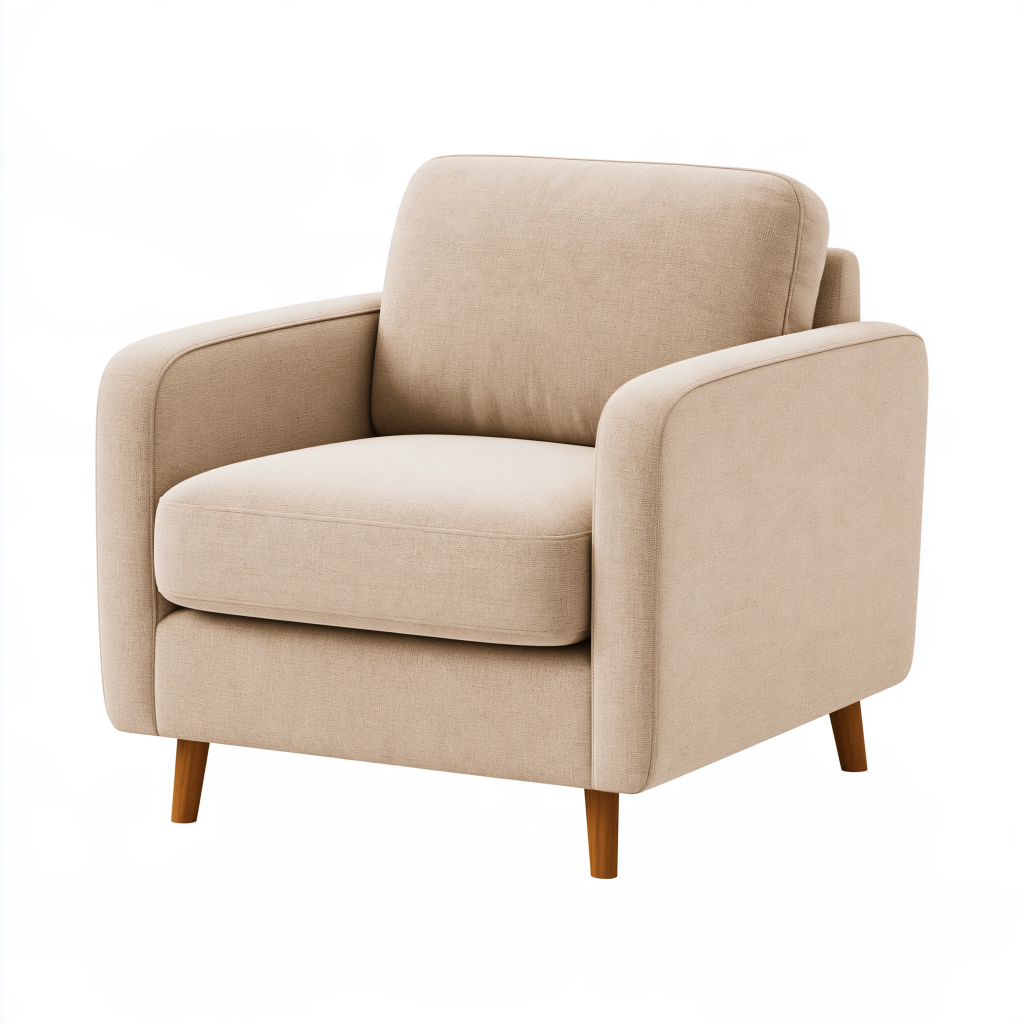 Fauteuil 85 x 82 x 88 cm en tissu beige style contemporain avec pieds en bois