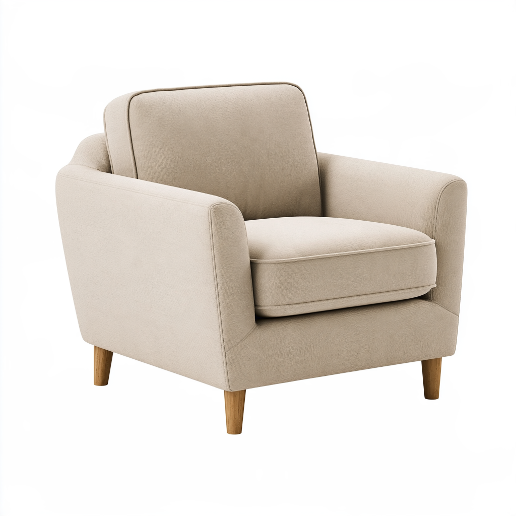 Fauteuil 86 x 82 x 86 cm en tissu beige avec pieds en bois - style contemporain pour salon