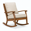 Fauteuil à bascule 68 x 90 x 98 cm en bois brun et tissu beige style naturel