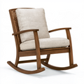 Fauteuil à bascule 70 x 90 x 100 cm en bois brun avec assise beige style naturel