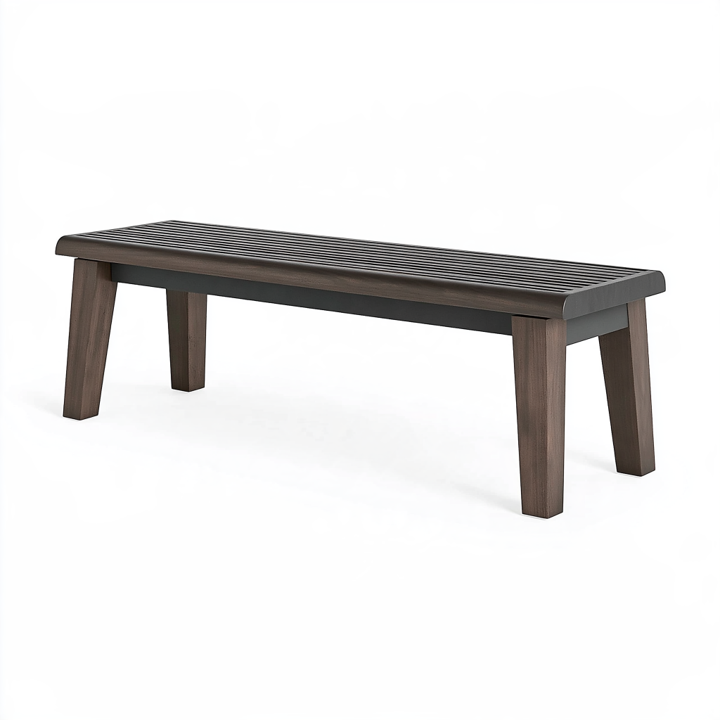 Banc de jardin 150 x 40 x 45 cm en bois brun à lattes style contemporain