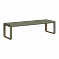 Banc de jardin 120 x 40 x 45 cm en acier vert kaki et brun à lattes style contemporain