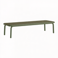 Banc de jardin 140 x 45 x 45 cm en métal vert olive à lattes style contemporain