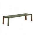 Banc de jardin 180 x 40 x 45 cm en acier vert kaki à lattes style contemporain