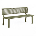 Banc de jardin 180 cm en métal vert olive avec dossier à lattes
