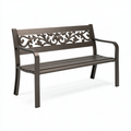 Banc de jardin 122 x 61 x 91 cm en métal brun avec accoudoirs style classique